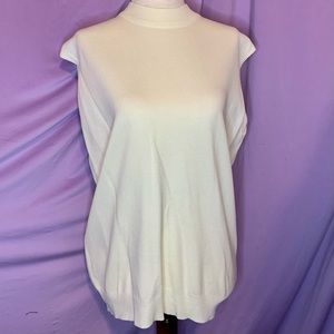 Vintage White Mockneck Knit Tank Top